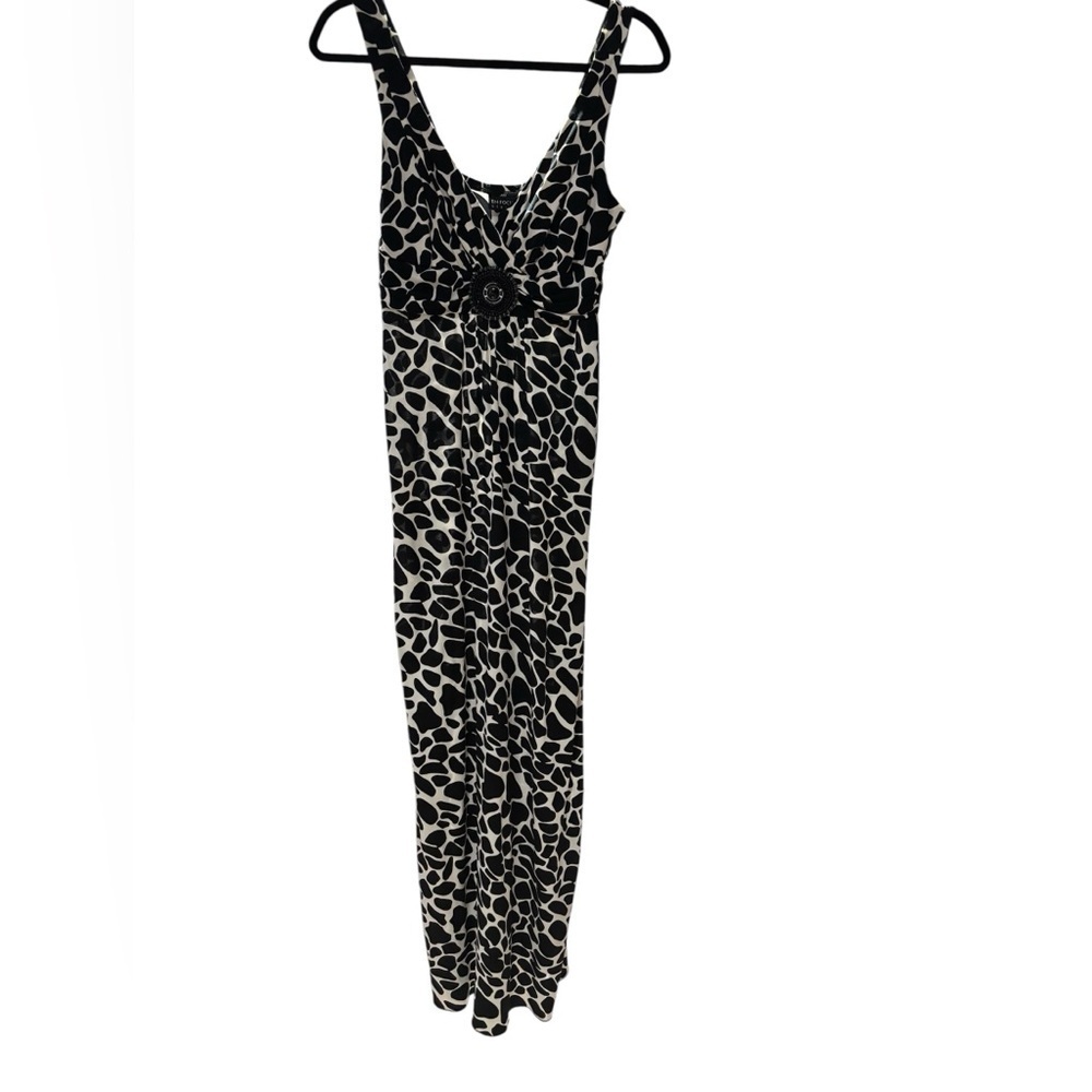 Enfocus Studio Black and White V-Neck Maxi Dress